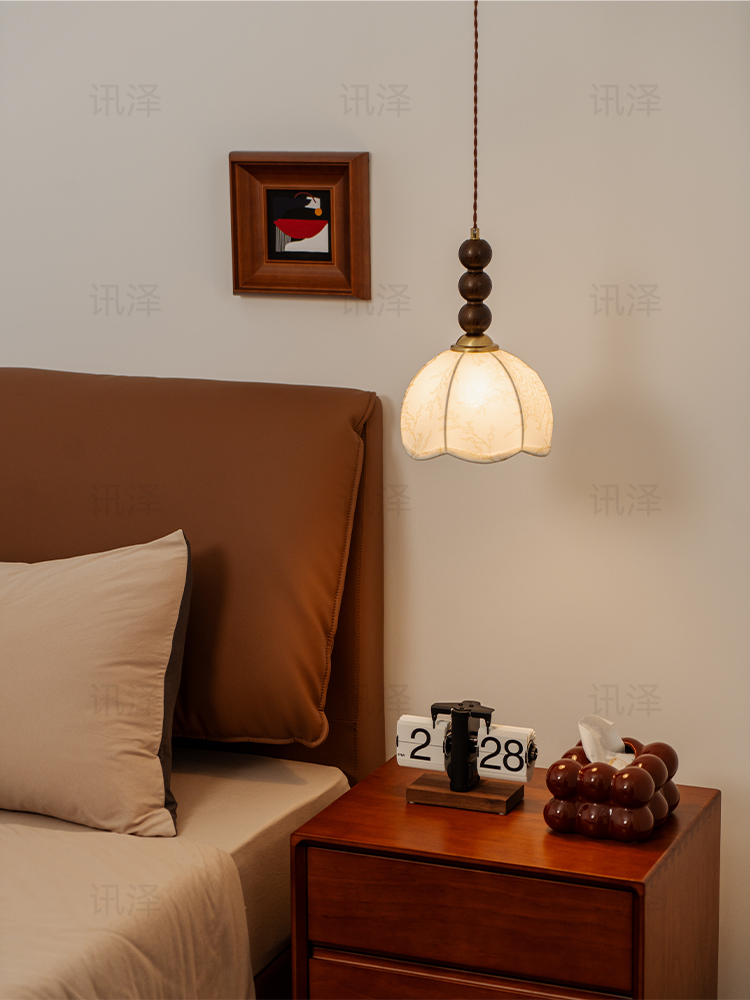 花布套，中世纪风格卧室床头吊灯，覆古法式南洋风格主卧室吊灯，