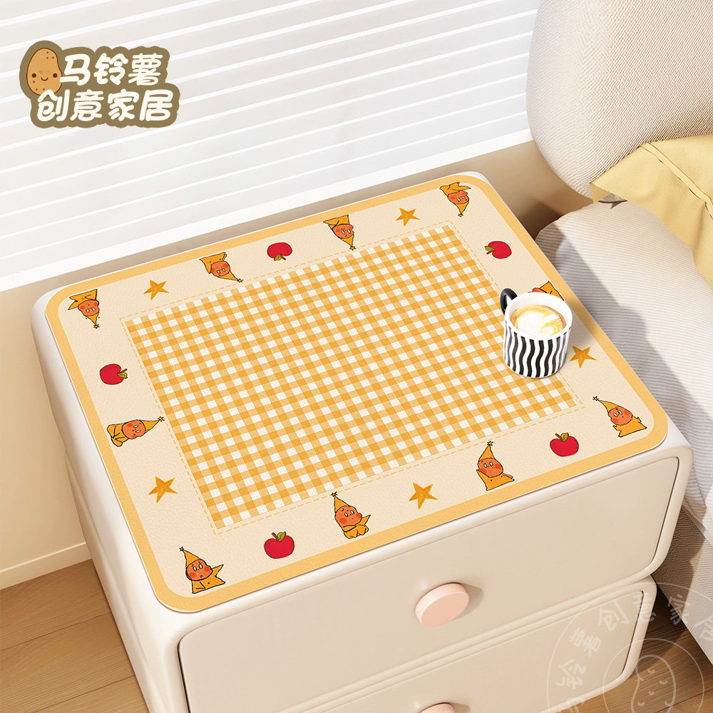 2025新款床头柜垫可爱星星人防水免洗皮革茶几洗衣机桌面保护垫子,居家布艺,万能盖巾,淘宝优惠券,粉丝福利购,淘宝优惠卷