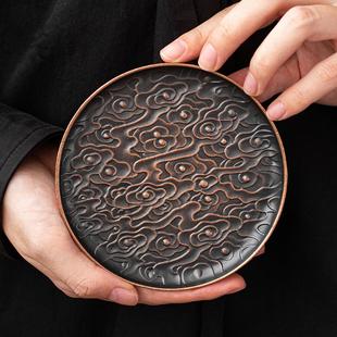 合金祥云杯垫日式 壶承点心盘杯托复古隔热垫功夫茶具茶道零配防烫