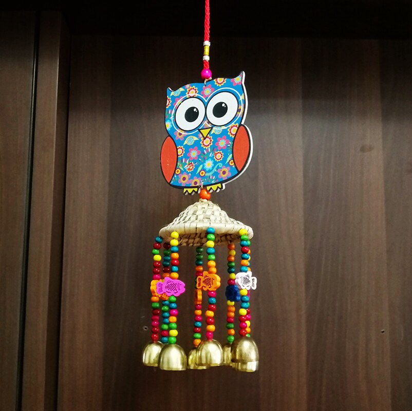 云南丽江民族风东巴特色手工艺木板彩孔雀风铃挂件饰品旅游纪念品