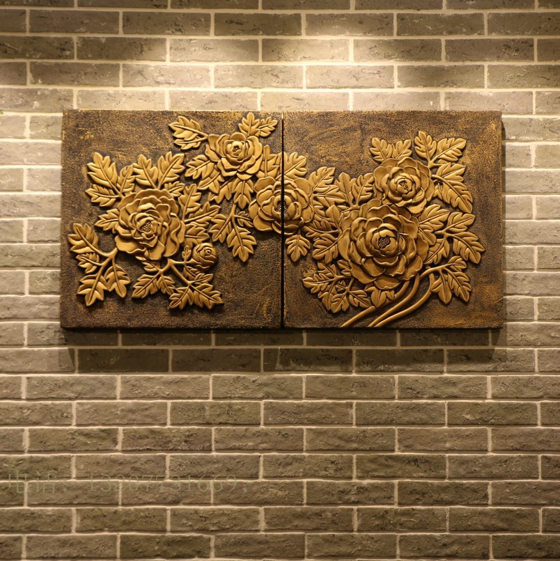 中式仿古工艺品中国风复古浮雕装饰画 家居背景墙挂件牡丹壁饰图片