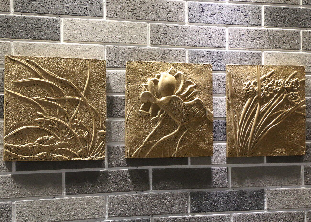 中国风壁饰荷花兰花水仙文化墙背景墙家居装饰品中式复古满庭芳