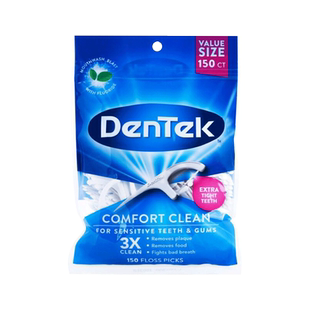 原装进口DenTek德泰克舒适清洁牙线棒扁线剔薄荷微蜡牙签送便携盒