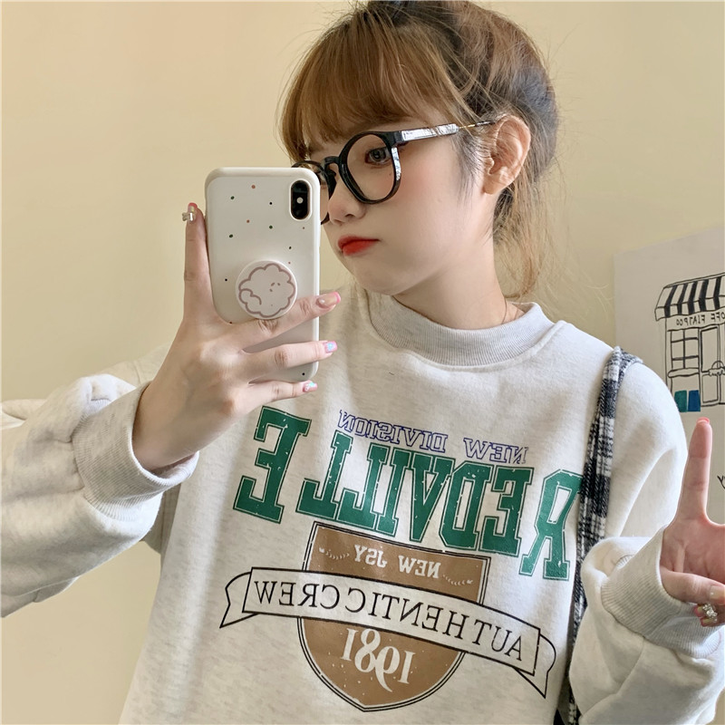Real shot NEW Baseball Jacket letter printed long sleeve Pullover Sweater for women Plush thickened jacket