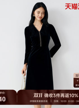 知性优雅丝绒长裙秋季