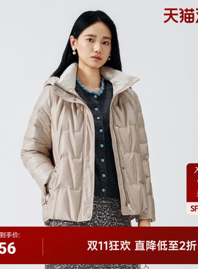 杏色鹅绒服短款羽绒服女