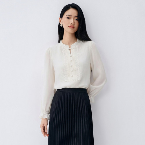 2026秋新莱赛尔立领衬衫女长袖