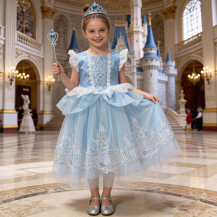 女童辛德瑞拉灰姑娘公主裙夏季新款儿童爱莎艾莎连衣裙生日礼服