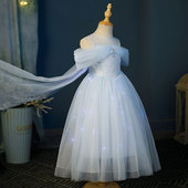 爱莎公主裙冰雪奇缘正版 女童夏季 短袖 艾莎elsa连衣裙儿童生日礼服