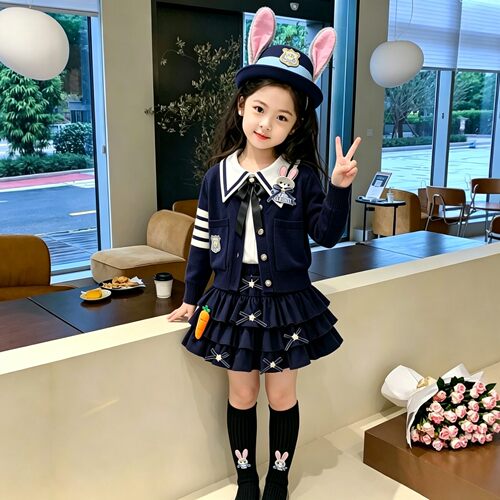 女童朱迪套装秋装新款兔子警官衣服儿童学院风jk裙子小孩生日服装
