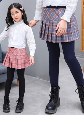 裙裤假两件加绒加厚小孩打底裤