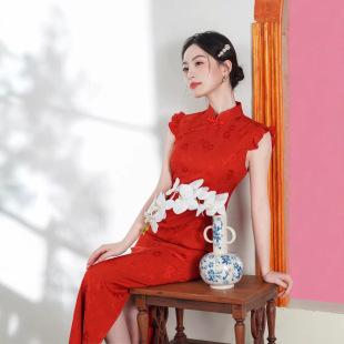 新娘敬酒服修身 现货改良红色旗袍飞飞袖 送考时尚 新款 显瘦 2026夏季