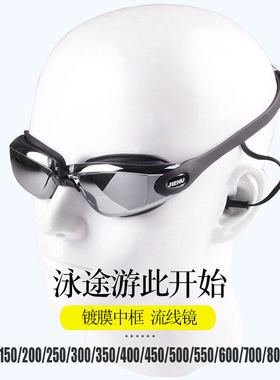 高度近视游泳眼镜连体耳塞中框