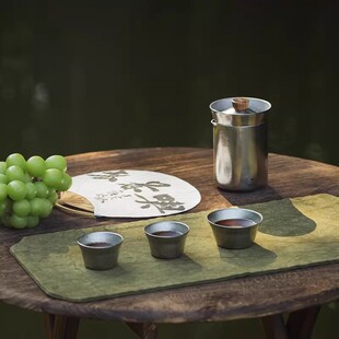 鸣盏纯钛快客杯便携式 随身旅行茶具高端差旅户外露营泡茶一壶三杯