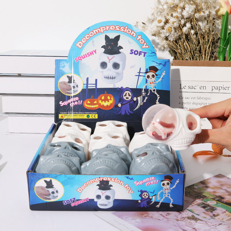 网红爆眼骷髅头解压捏捏乐玩具丑萌暗黑哥特减压发泄球搞怪创意