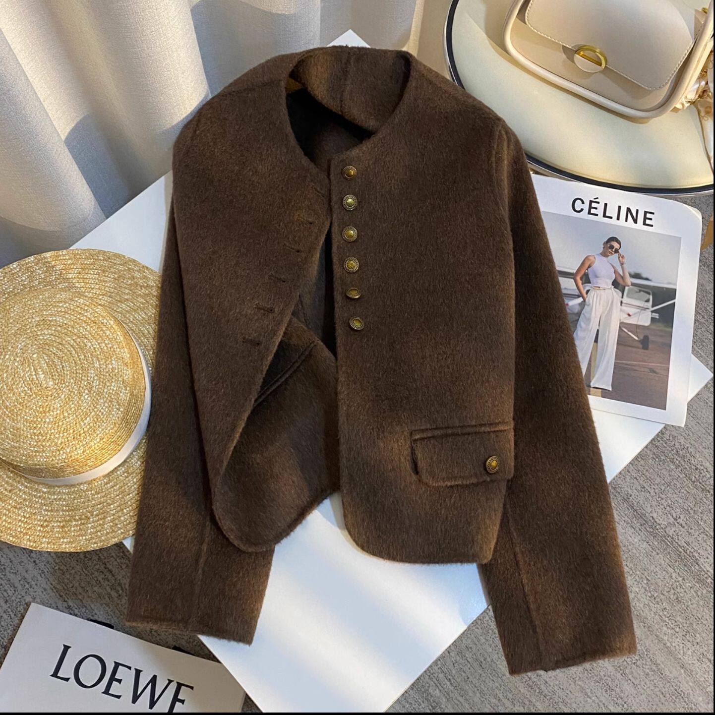 秋冬新款咖啡色高端羊绒双面呢女士大衣2025潮流时尚百搭短外套女