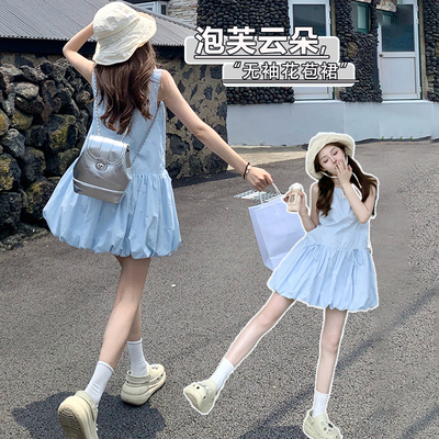 短款蓬蓬连衣裙蝴蝶结显瘦花苞裙