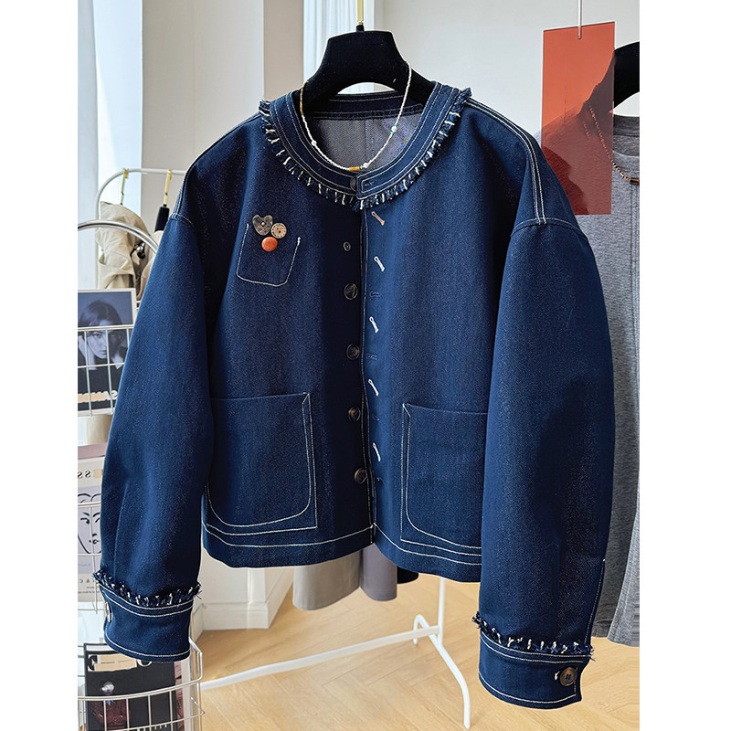2025春秋新款女童高级小香风牛仔外套中大童洋气复古宽松毛边上衣,童装/婴儿装/亲子装,儿童牛仔外套,淘宝优惠券,粉丝福利购,淘宝优惠卷
