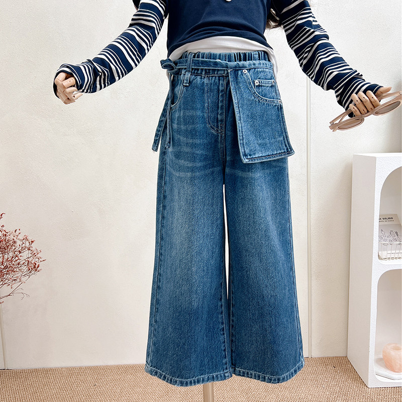 女童牛仔裤2025秋装新款洋气女大童时髦阔腿裤儿童休闲宽松直筒裤,童装/婴儿装/亲子装,儿童牛仔裤,淘宝优惠券,粉丝福利购,淘宝优惠卷