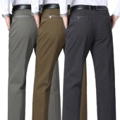 子中老年人直筒宽松高腰西长裤 中年男士 休闲裤 爸爸男裤 秋冬季 厚款