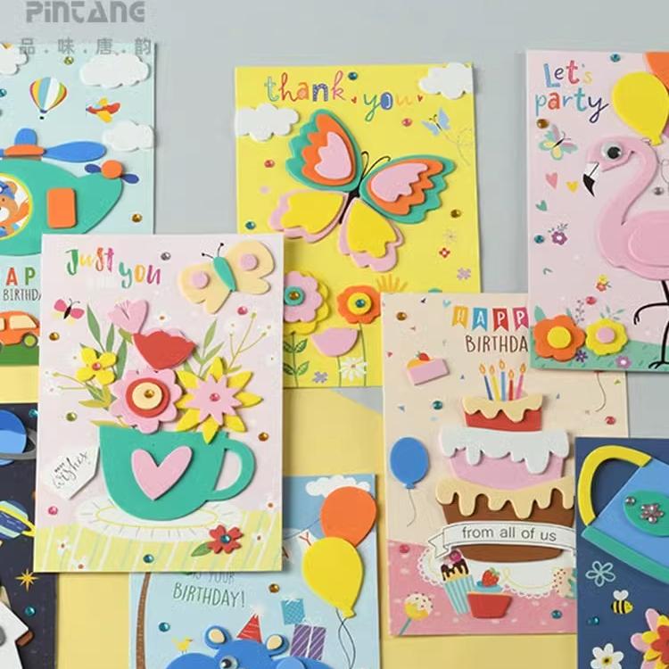 儿童教师节手工diy制作贴画幼儿园中小班材料包可爱卡通贺卡卡片