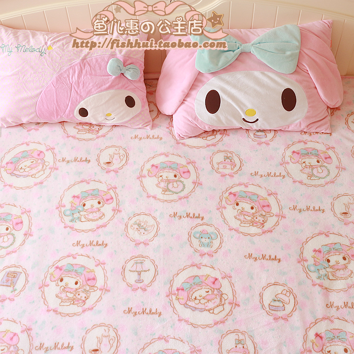 粉色melody美乐蒂小蛋糕台灯图案法兰绒空调毯 毛毯 毯子可做床单