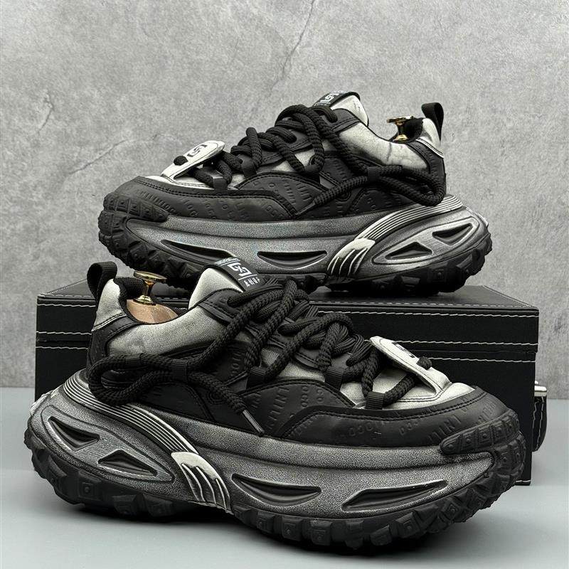 覆古做旧男鞋2025新款秋冬小众设计老爹潮鞋厚底内增高运动休闲鞋,流行男鞋,老爹鞋,淘宝优惠券,粉丝福利购,淘宝优惠卷