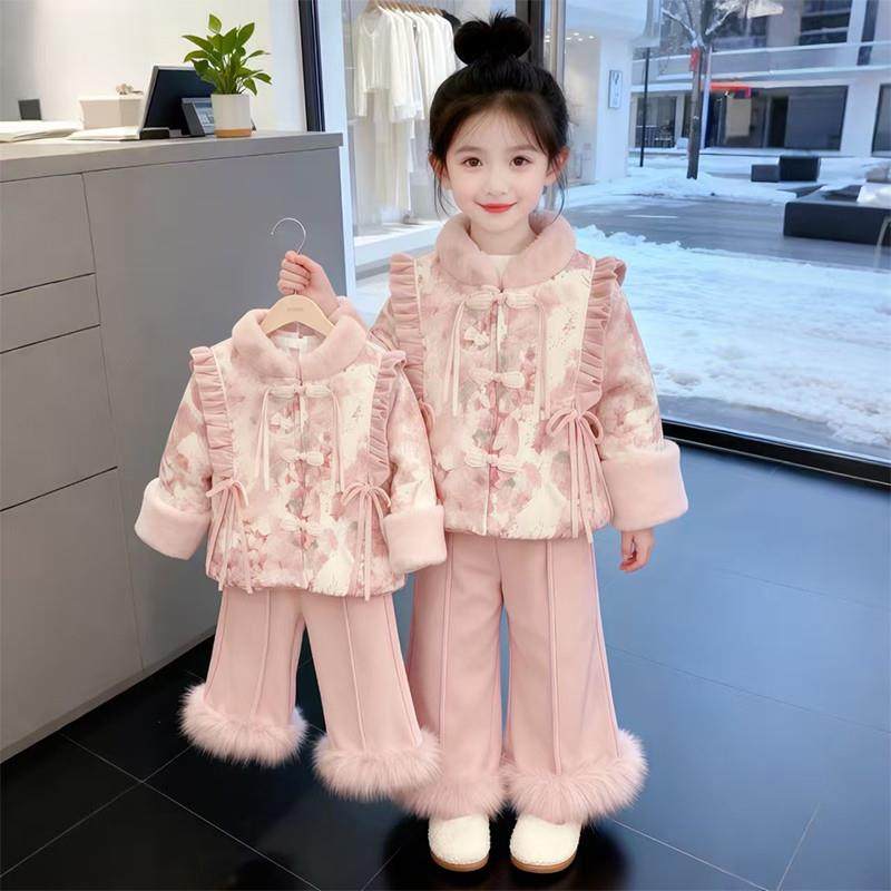 女宝国风拜年服秋冬2025新款儿童洋气洋气新中式夹棉外套裤子唐装,女装/女士精品,汉服套装,淘宝优惠券,粉丝福利购,淘宝优惠卷