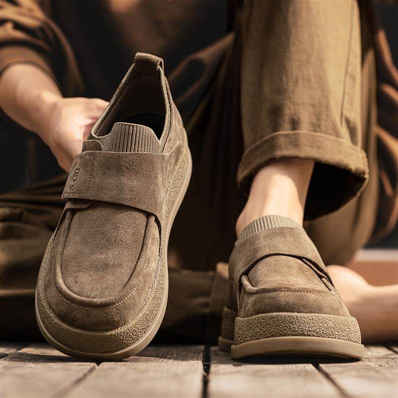 翻毛皮男鞋2025秋季新款一脚蹬运动休闲豆豆板鞋男士开车乐福潮鞋,流行男鞋,单鞋,淘宝优惠券,粉丝福利购,淘宝优惠卷