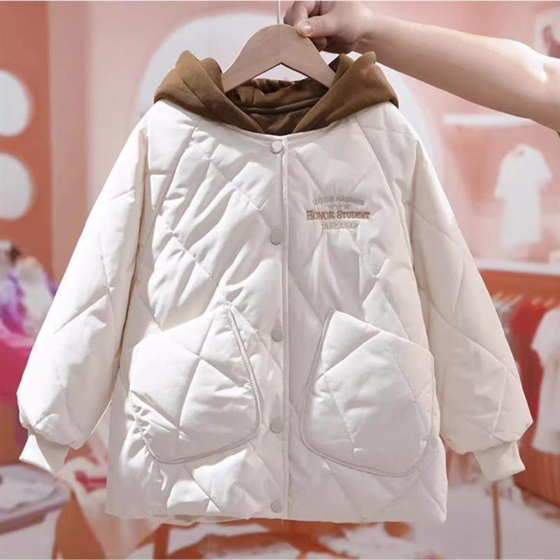 女童二棉外套秋冬2025新款儿童夹棉棒球服大童冬季轻薄假两件棉衣