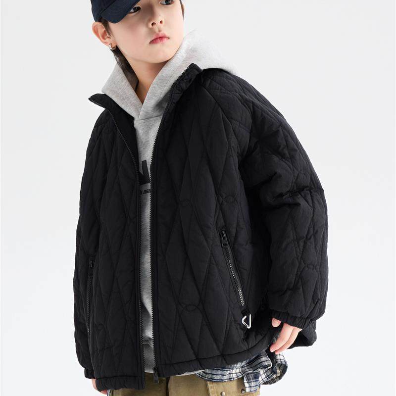 男童夹棉外套秋冬2025新款儿童二棉棉服冬季中大童棒球服加厚痞帅