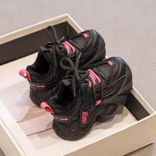 女童鞋子2025新款春秋季儿童鞋黑色老爹鞋女孩运动鞋大童爆款冬天