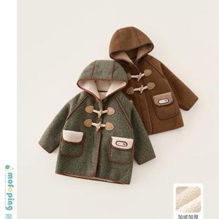 采购产品男孩的羊毛外衣秋天和冬天的孩子的角钮扣时髦的婴儿羊毛