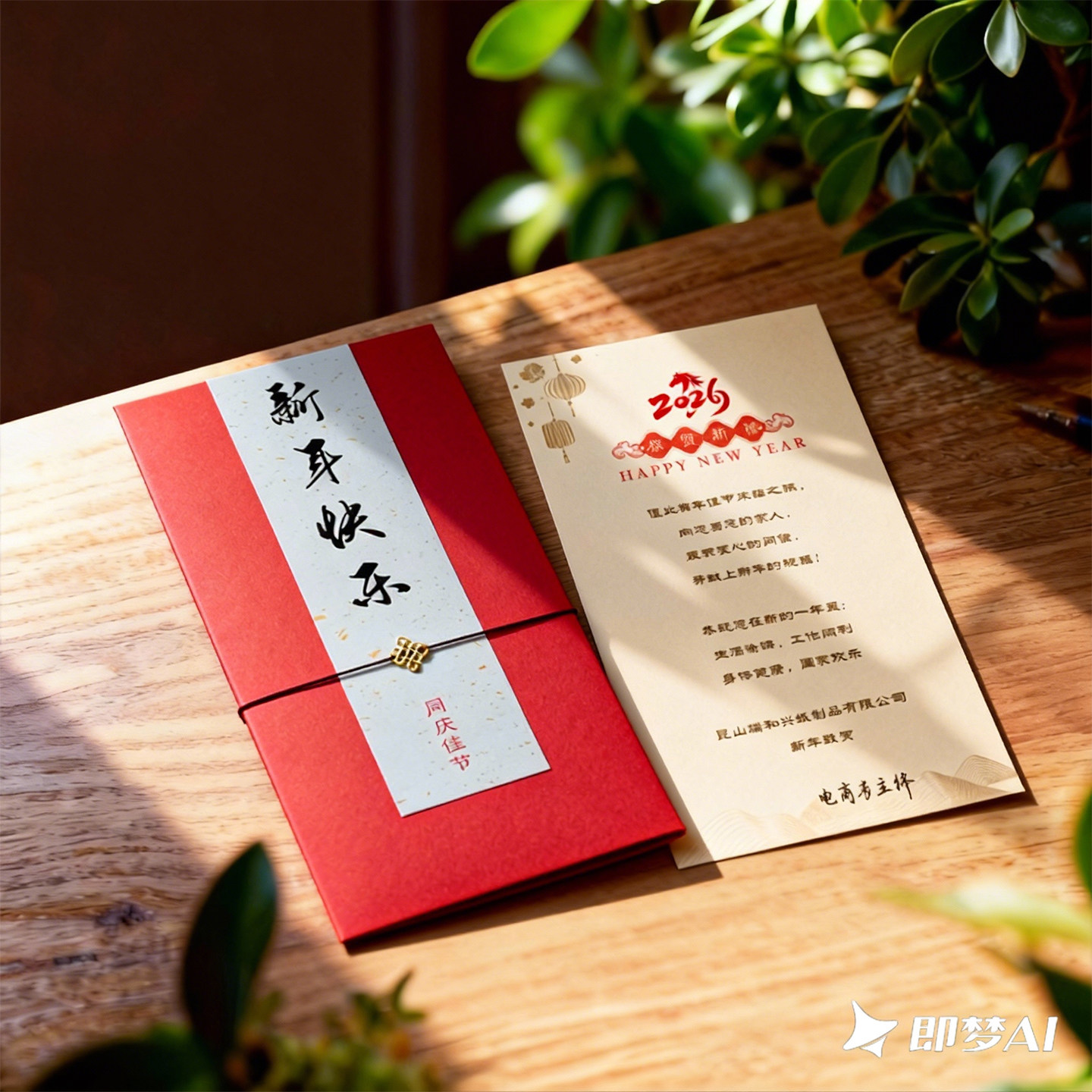 新年贺卡中国风商务定制送客户祝福卡片送员工感谢卡中式2026