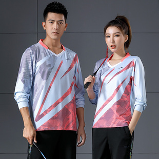 羽毛球服男女秋冬乒乓球服比赛队服印字透气速干 气排球服套装 长袖