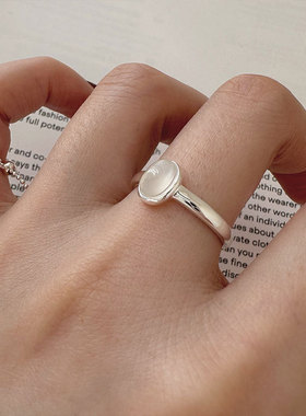 新款s925纯银白月光戒指女韩版小众椭圆形状温婉气质推拉设计指环