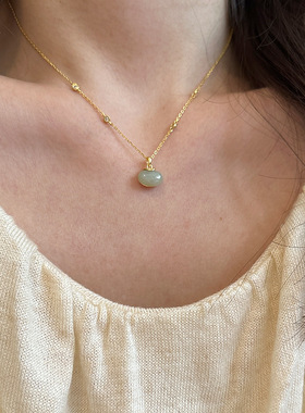 高定款~新款国风s925纯银和田玉小钱袋项链精致轻奢18K金锁骨链女