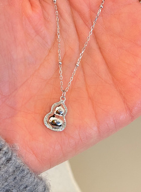 s925纯银光面葫芦项链女简约小众新中式福禄设计百搭个性锁骨链