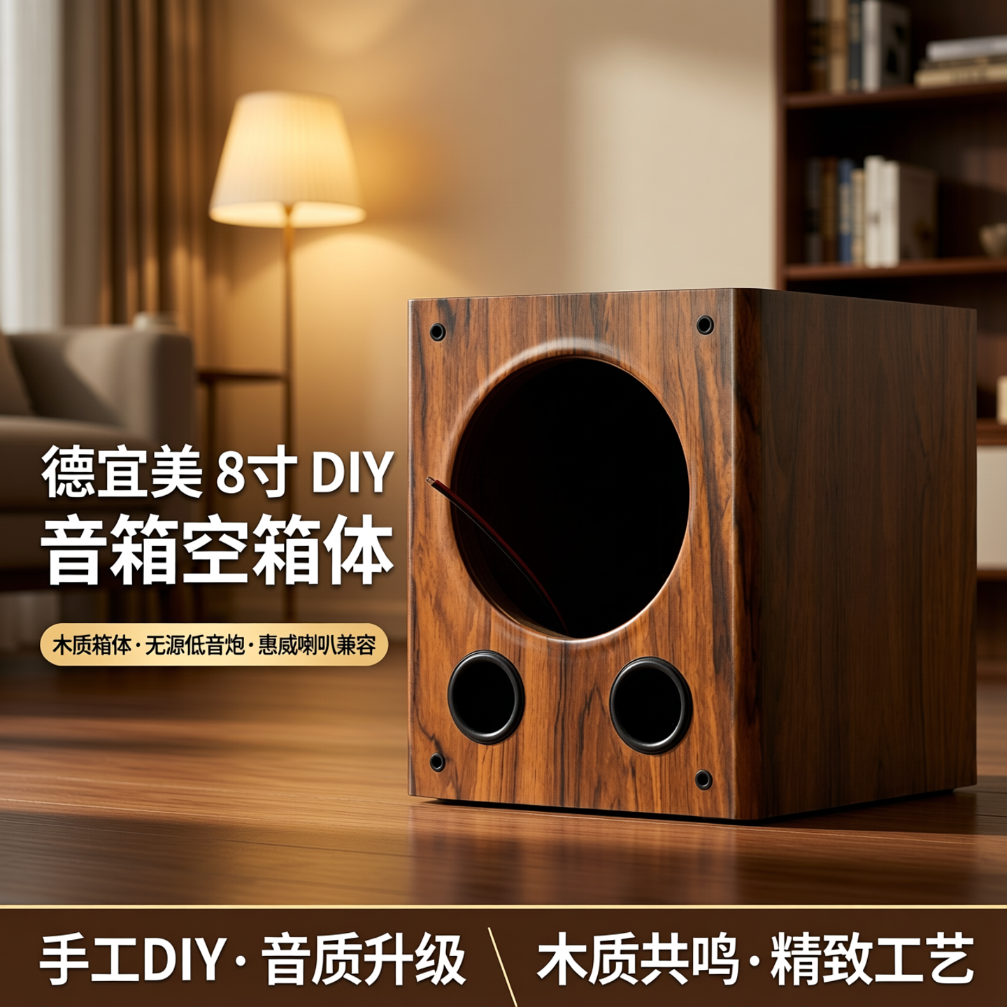 德宜美8寸音箱空箱体惠威喇叭diy音箱空箱外壳无源低音炮空箱木质