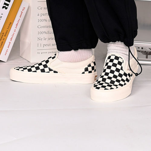 VANS范斯男女鞋环保材料slip on VR3黑白棋盘格懒人一脚蹬板鞋