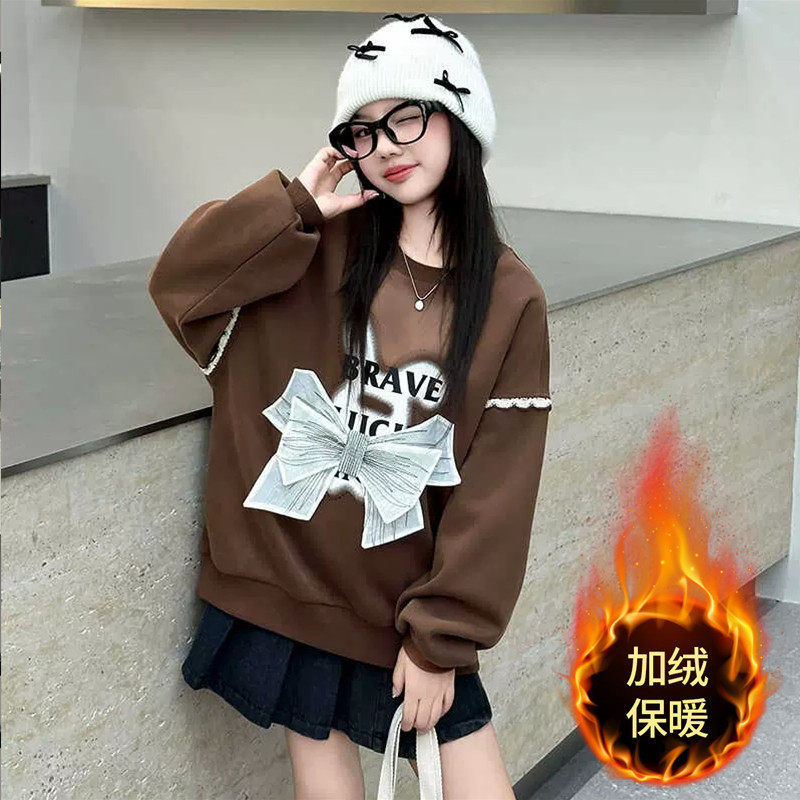 时尚卫衣中大童秋冬新款韩版宽松撞色百搭甜美风长袖套头衫