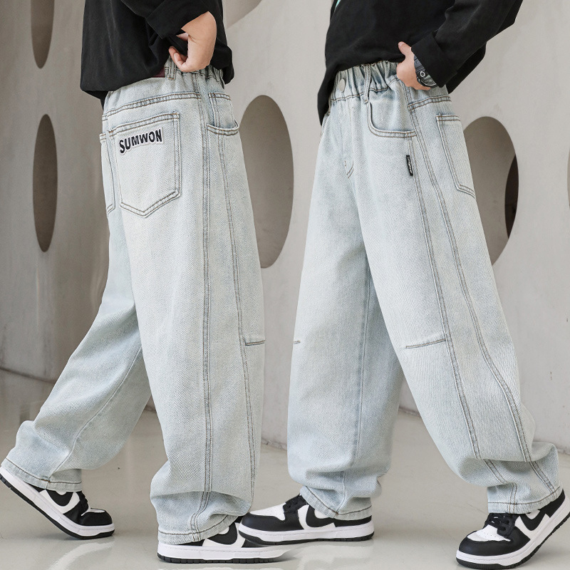 男童春装裤子儿童男孩炸街牛仔裤2025新款春秋季中大童休闲长裤潮