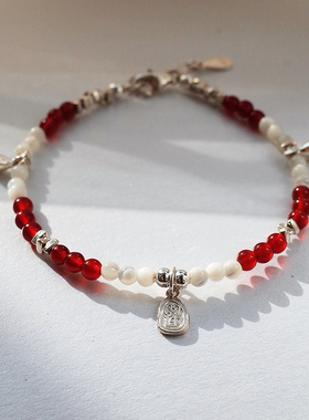 显白锦鲤铃铛串珠手链朱砂新中式