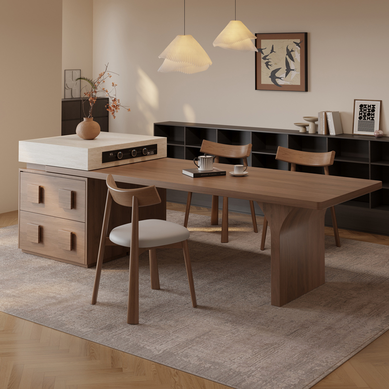 中古风岛台餐桌一体可伸缩家用小户型开放式厨房宋氏美学中岛台桌