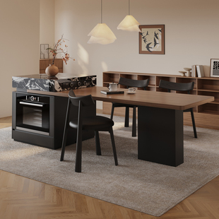 意式极简风岛台餐桌一体带蒸烤箱多功能餐桌家用客餐厅中岛台餐桌