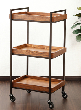 迷你多用途美容手推车木质高档美甲小推车置物架工具车架子27983.