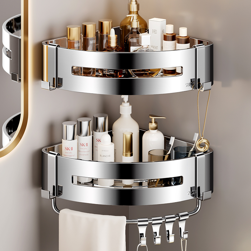 304不锈钢浴室置物架免打孔卫生间厕所可拆卸壁挂三角篮转角收纳