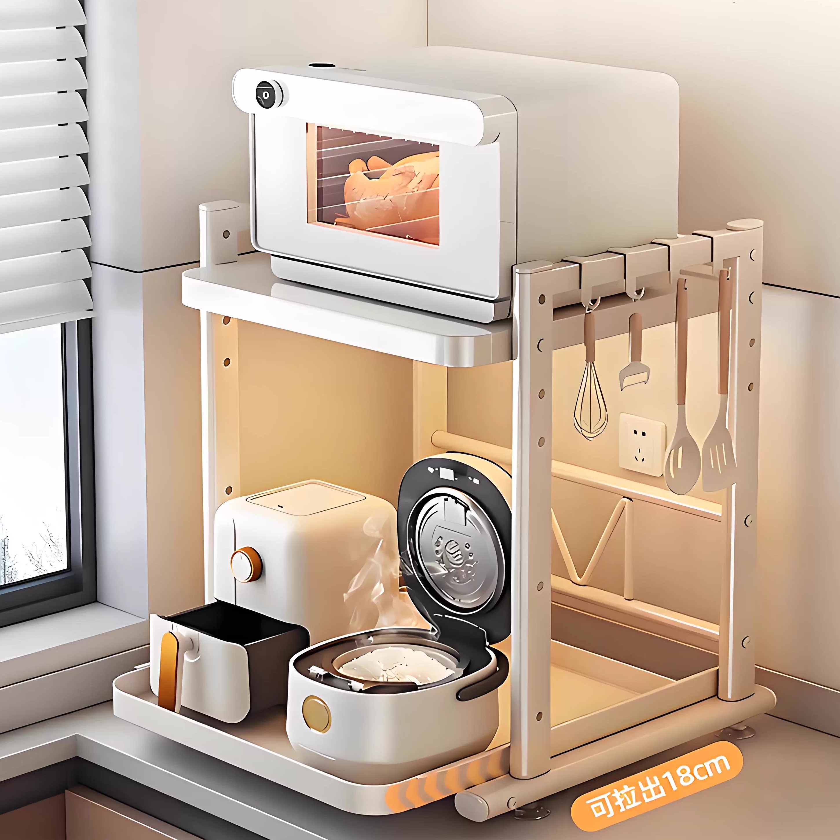 新款微波炉多功能抽拉置物架