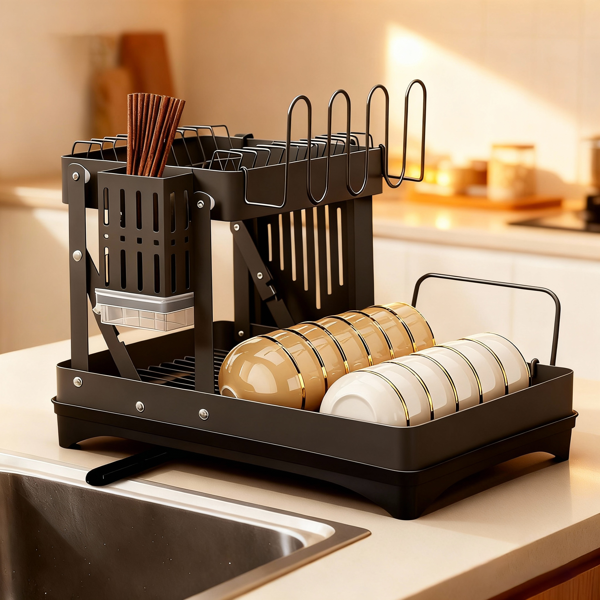 不锈钢厨房碗碟沥水架水槽置物架多层家用台面碗架多功能收纳架子