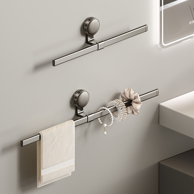 【极简】吸盘一字毛巾杆